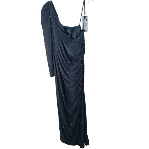 New Mac Duggal 67733 Black One Sleeve Beaded Evening Gown Dress Size 20W - Picture 2 of 15